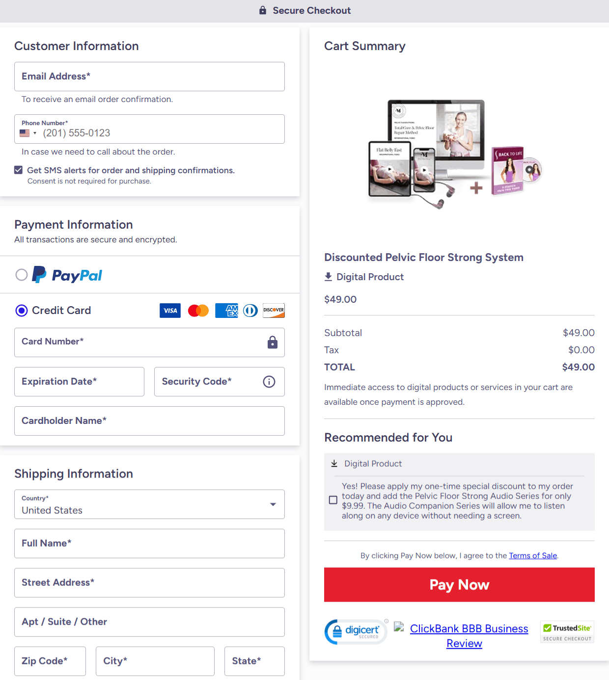 Checkout page 